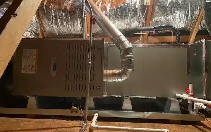 Attic air handler and insulated ductwork installed by Central Elite