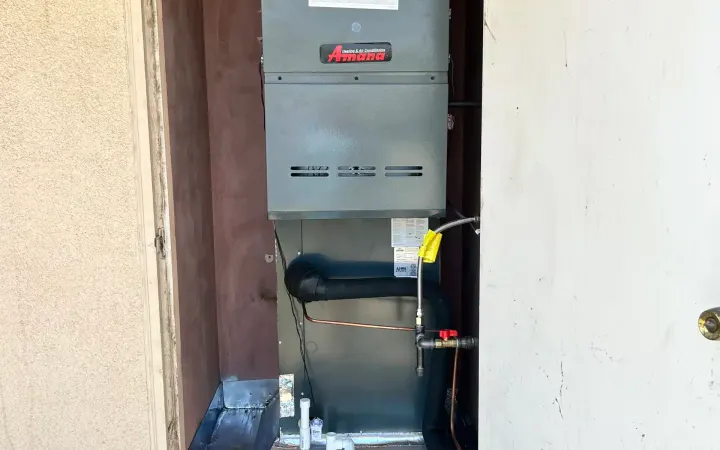 New Amana furnace installed by Central Elite in a Fresno home